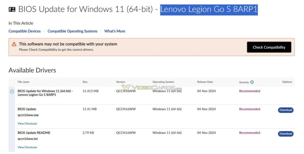 Lenovo Legion Go S Gaming Console Firmware Reportedly Listed Ahead of Anticipated Launch